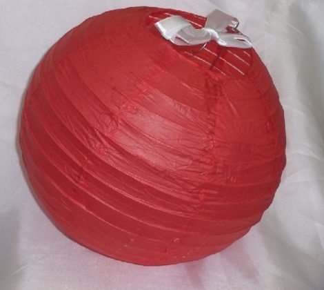piros papír lampion gömb 40 cm-es (szalag nélkül)