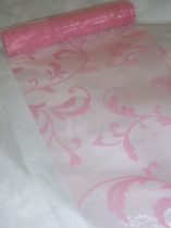   inda mintás rózsaszín alapon rózsaszín organza (47 cm * 5 m)