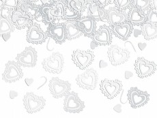 csipkés szív konfetti (15 gr), fehér