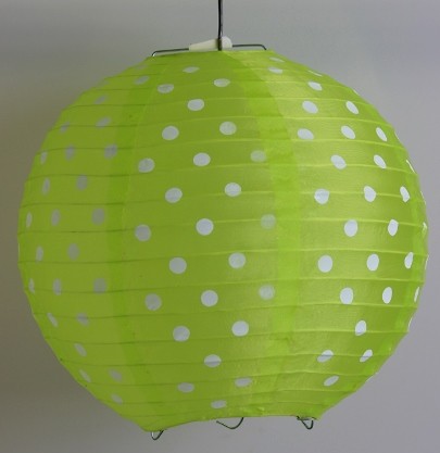 Pöttyös organza lampion 25 cm-s, élénkzöld