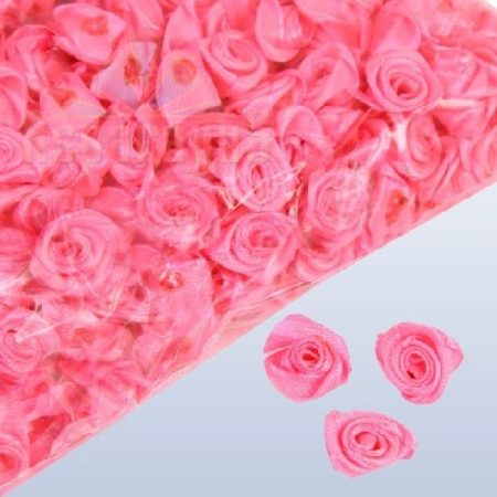 szatén rózsafej 1,2 cm, pinkrózsaszín (90 db)