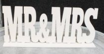 Mr. és Mrs. fatábla asztaldísz, fehér (25*10 cm)