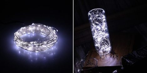 LED fényfüzér hideg fényű, 5 m (50 db led)- elemes