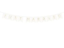 Just Married felirat, banner fehér, 15 x 155 cm