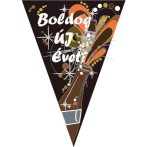 Boldog Új Évet ! zászlófüzér, pezsgős